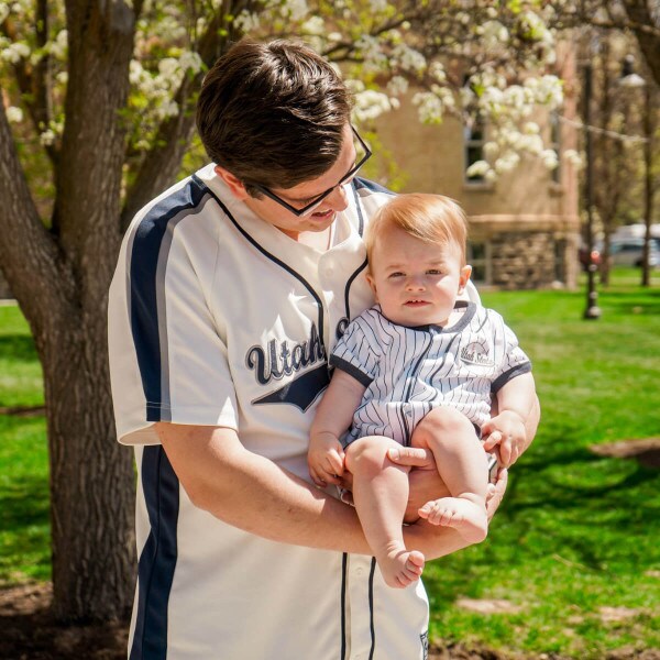 ROMPER INFANT DUSTY UTAH STATE White Navy Striped